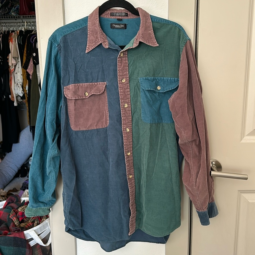 Christian Dior Monsieur Vintage Color Block Button Down